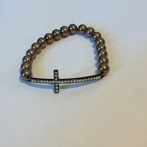 Beaded Sideways Cross Stretch Bracelet